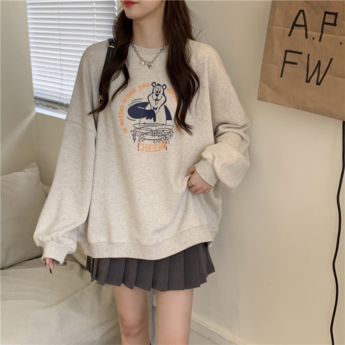 HIIXIIVI Áo sweater Mỏng Tay Dài Cổ Tròn Dáng Rộng Thời Trang Mùa Thu Hàn Quốc 2022