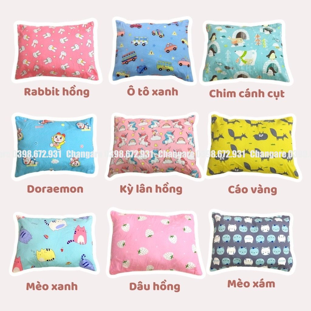 Gối trẻ em cotton 100%, gối cho bé 2 đến 7 tuổi mềm mát thấm mồ hôi tốt kích thước 30x50cm