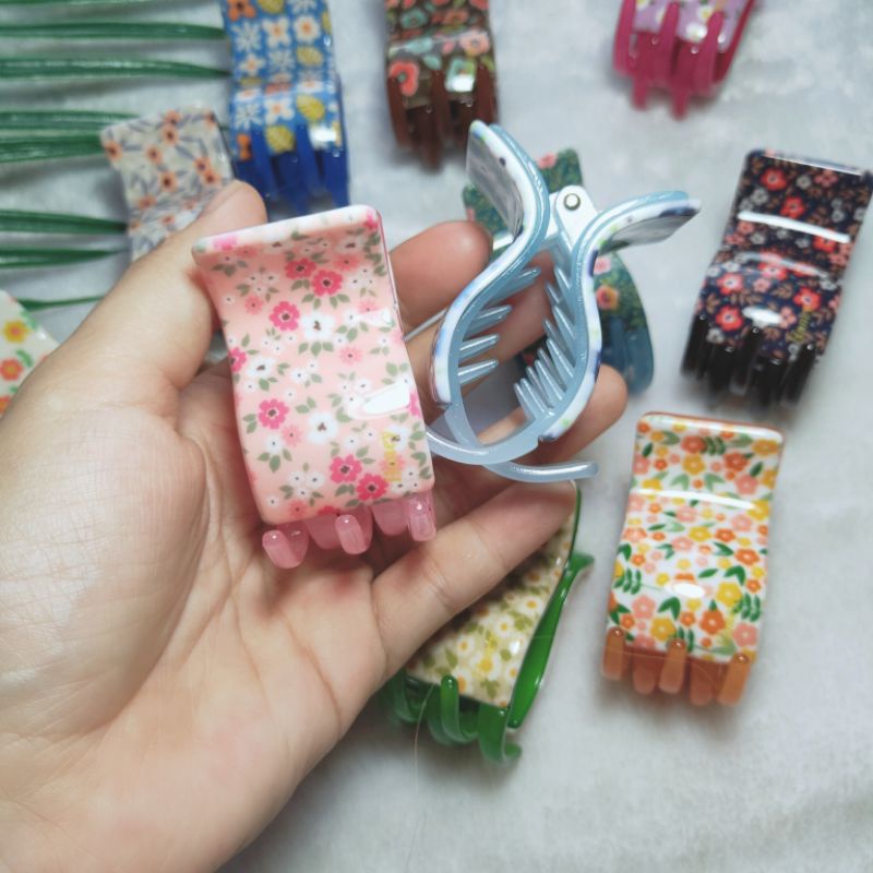 [HÀNG LOẠI 1] Kẹp càng cua 5 răng đầu tròn hình hoa nhí 3d honey bóng đẹp phong cách thời trang