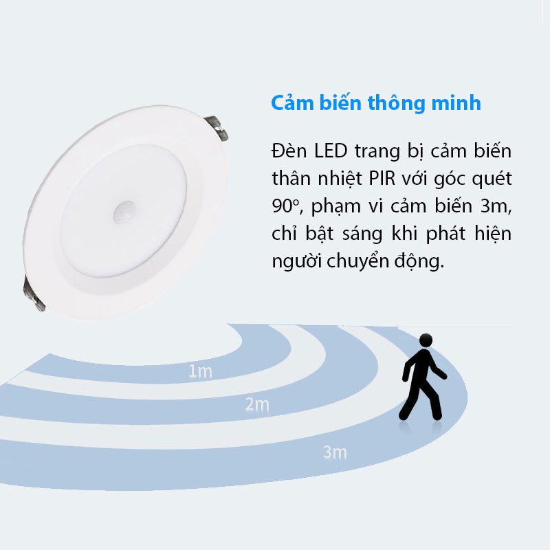 Đèn LED âm trần cảm biến chuyển động Rạng Đông 9W khoét lỗ 110 vỏ nhôm