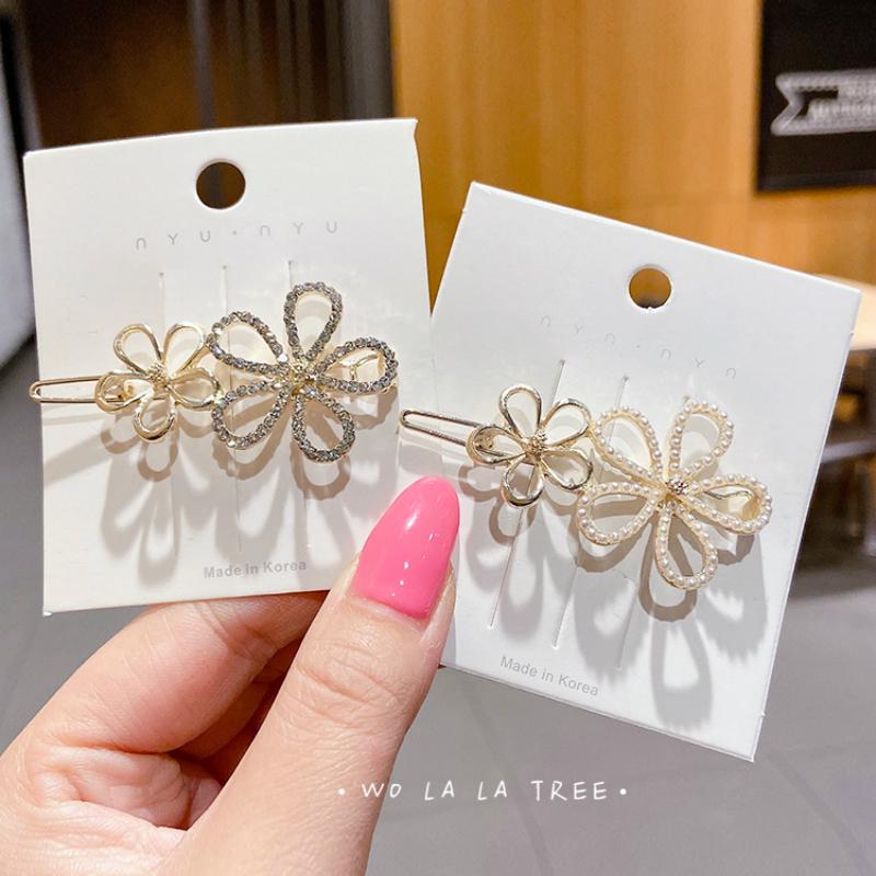 Kẹp tóc đính đá nhân tạo dễ thương phong cách Hàn Quốc