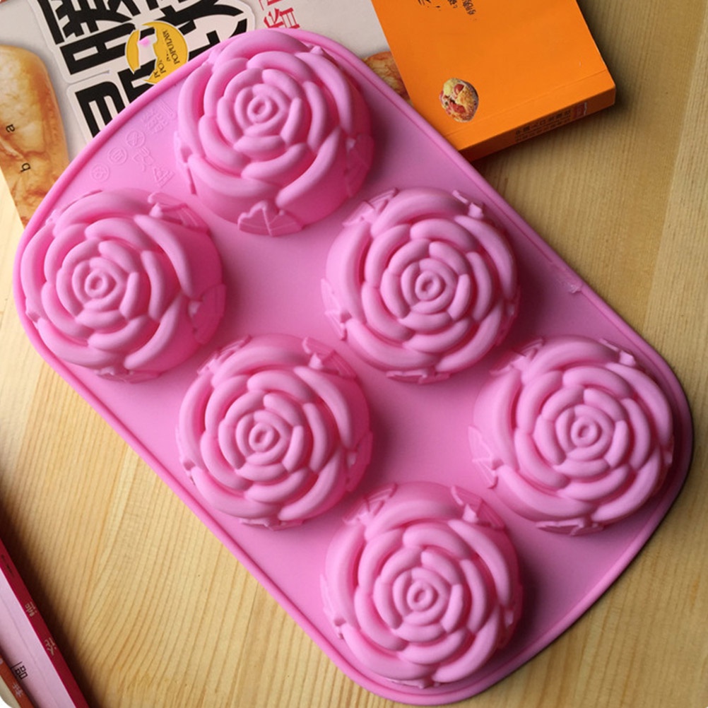 Khuôn Silicone Làm Kẹo Đường / Soocola 6 Ngăn Hình Hoa Hồng