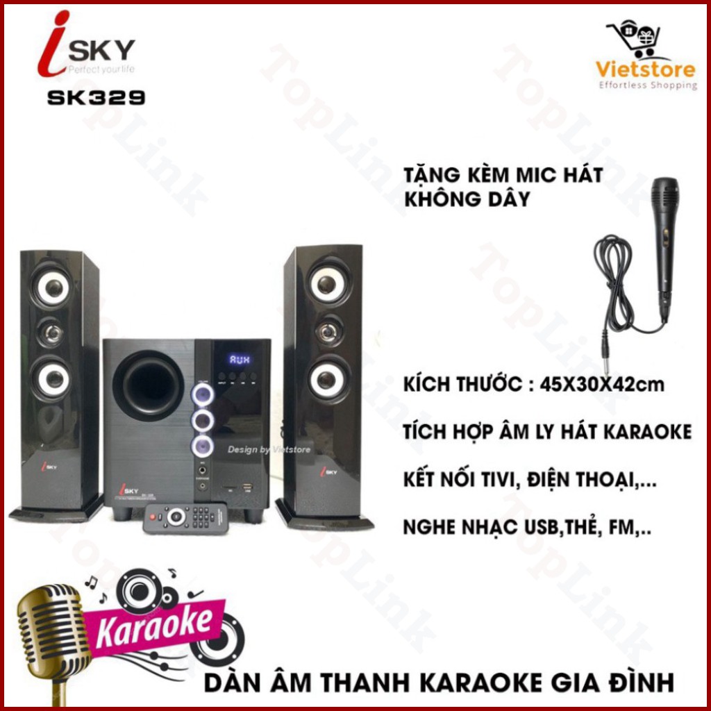 [CHÍNH HÃNG] Dàn Âm Thanh Tại Nhà - Loa Vi Tính Hát Karaoke Âm Thanh Đỉnh Cao Có Kết Nối Bluetooth Isky - SK329