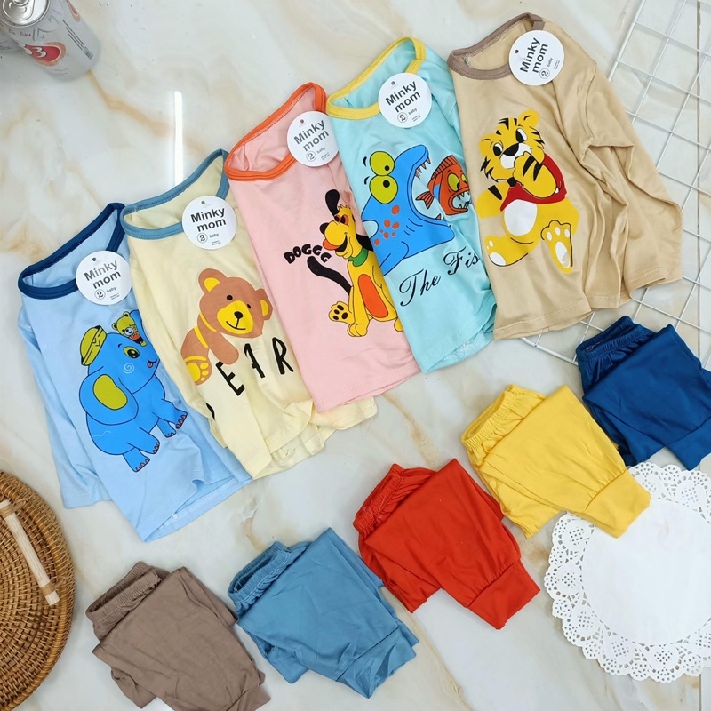 Bộ dài tay thun lạnh cho bé trai bé gái A32