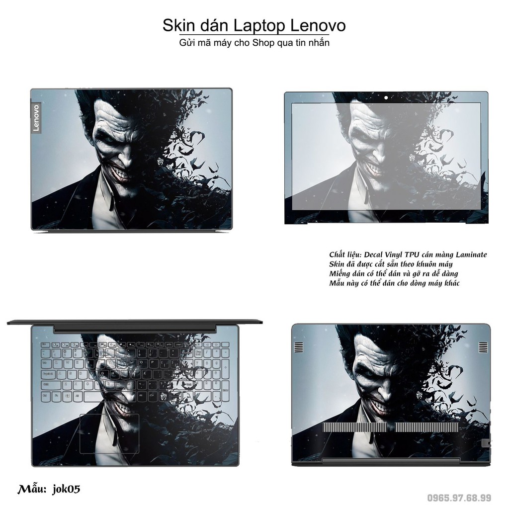 Skin dán Laptop Lenovo in hình Joker (inbox mã máy cho Shop)