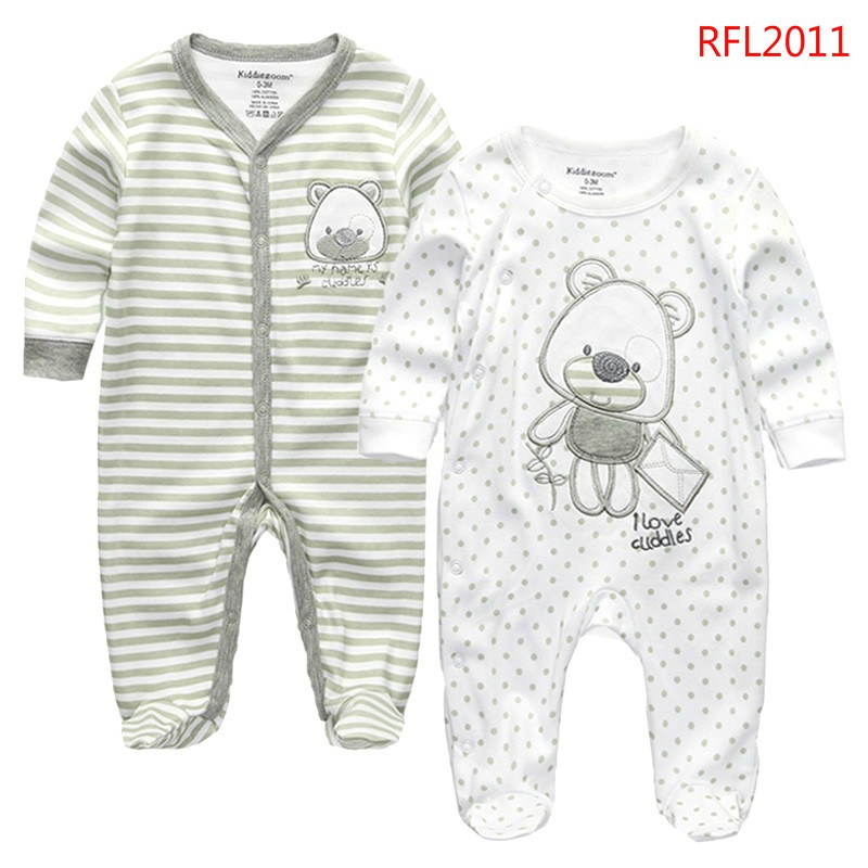 Set 2 áo liền quần tay dài từ cotton thời trang dành cho bé trai