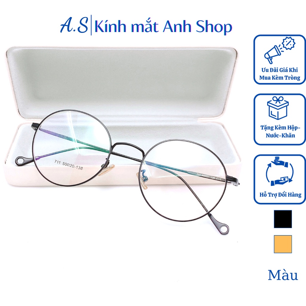 Kính tròn thời trang nam nữ chất liệu kim loại kiểu dáng trẻ trung 711