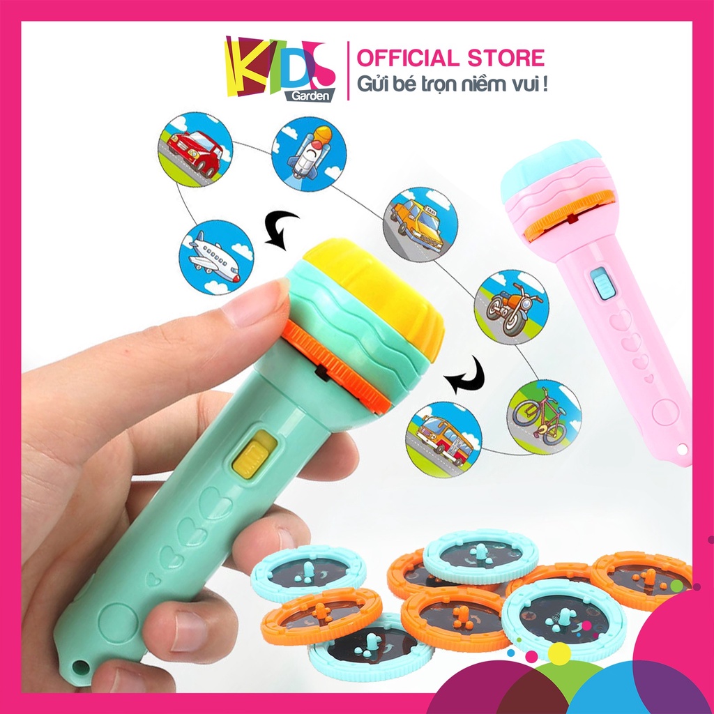 Đồ chơi cho bé đèn pin chiếu hình động vật khủng long và nhiều chủ đề DCGD03-DENPIN KIDS GARDEN