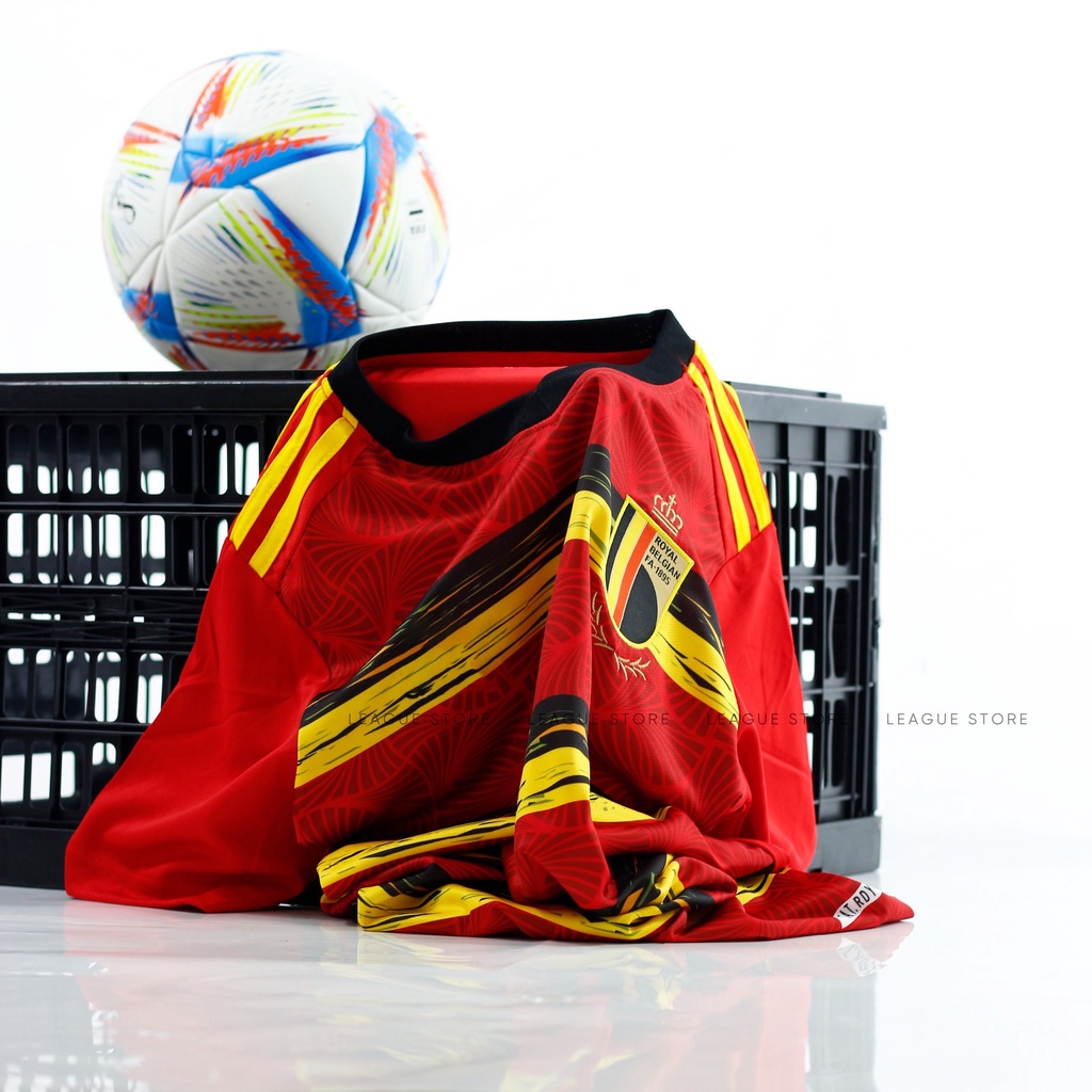 Đồ đá bóng tuyển Bỉ Leaguestore - bộ quần áo đá bóng bỉ sân nhà màu đỏ set thể thao nam tay ngắn form âu