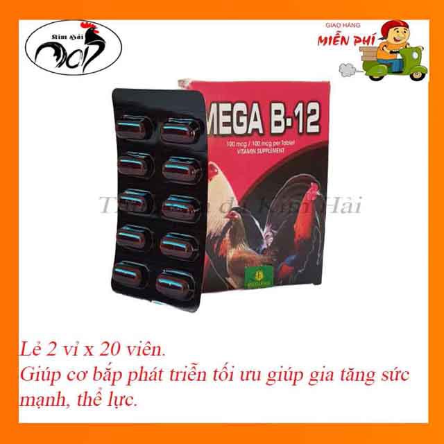 Mega b12-vỉ 10 viên-dinh dưỡng hằng ngày dành cho gà đá.