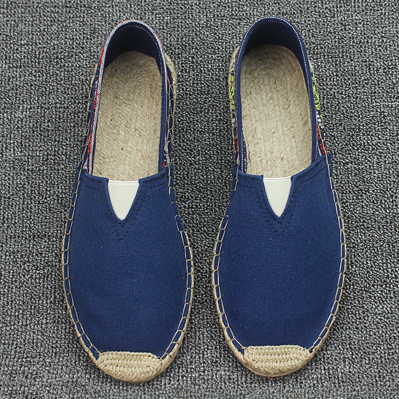 Giày cói đế cói phối vải lanh thủ công thời trang mùa hè