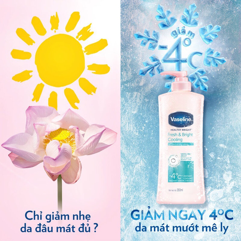 Sữa Dưỡng Thể Vaseline Dịu Mát Sáng Da Healthy White Fresh & Fair Cooling UV Gel Lotion 350ml, chống nắng- Hasaki