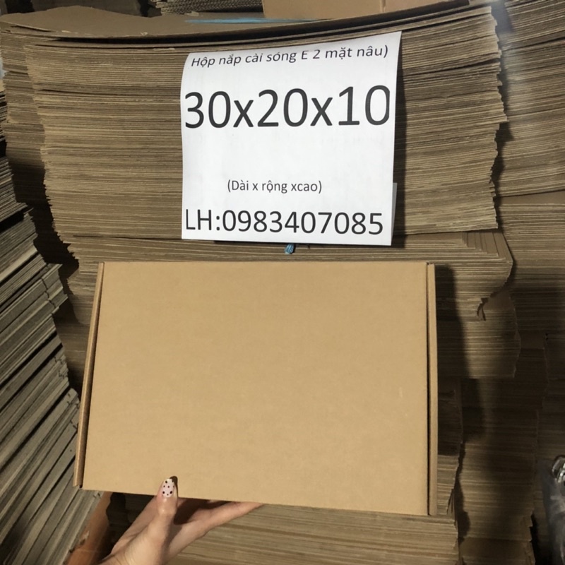 30x20x10 hộp carton nắp gài đóng hàng giá xưởng