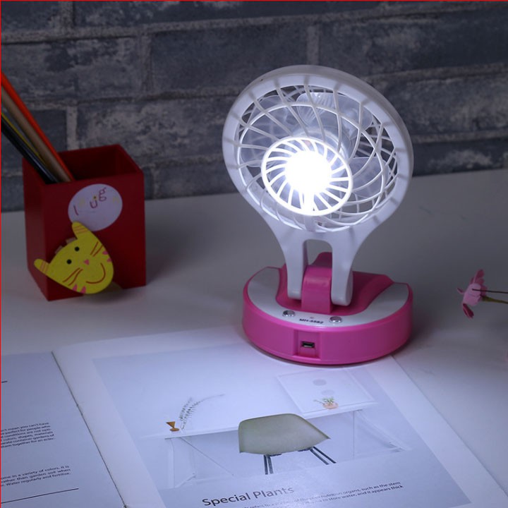 Quạt tích điện mini fan 2 in 1 Có Đèn Led