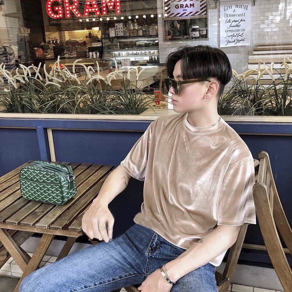 Áo thun nhung nam nữ form rộng unisex - Màu Nâu sữa Hỗ trợ đổi hàng trong vòng 7 ngày