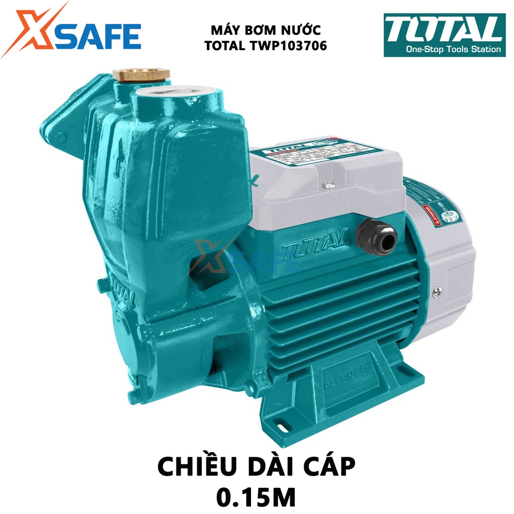 Máy bơm nước TOTAL TWP103706 Máy bơm công suất 370W(0.5HP), mô tơ dây đồng, cánh quạt nước bằng đồng thau - [XSAFE]