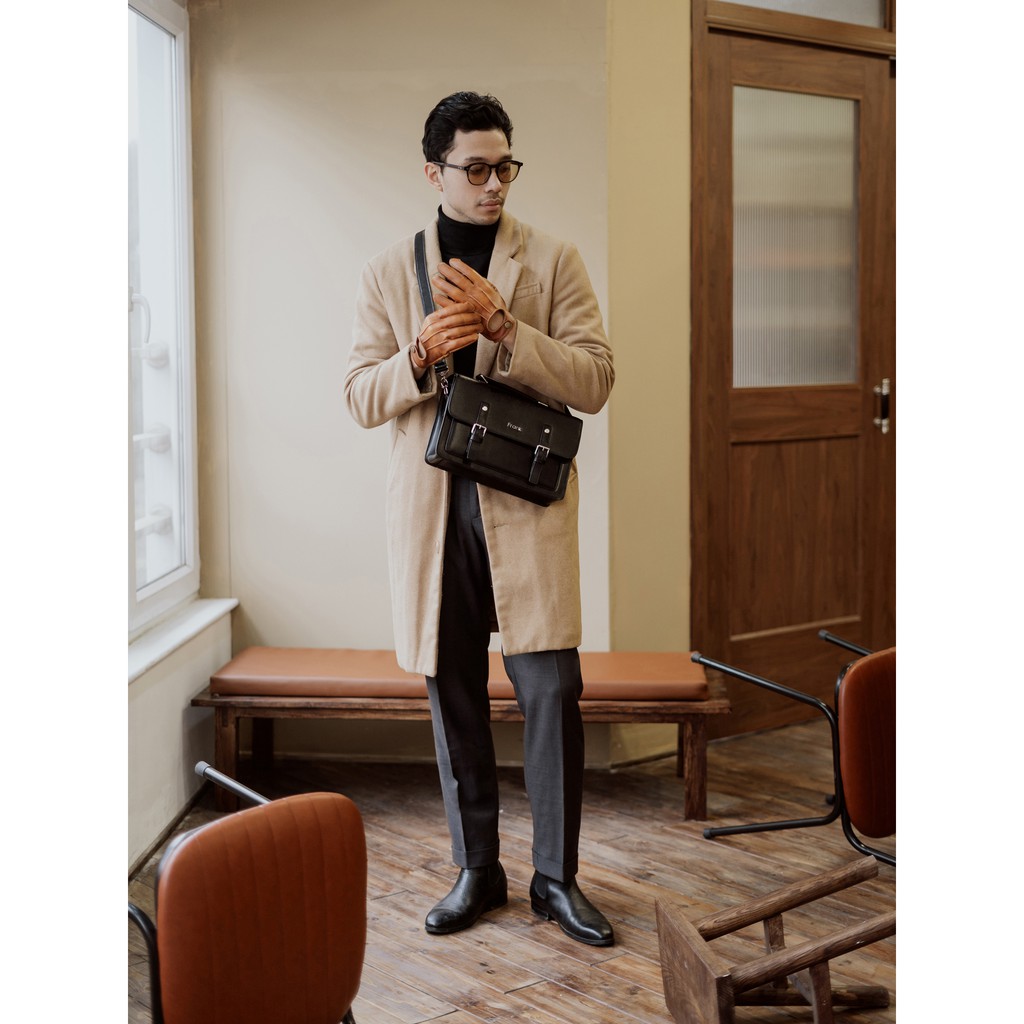 Cặp Đeo Chéo Nam Da Bò Saffiano Cao Cấp FRANK Calvin Messenger Bag, Túi Nam Sang Trọng Tiện Dụng