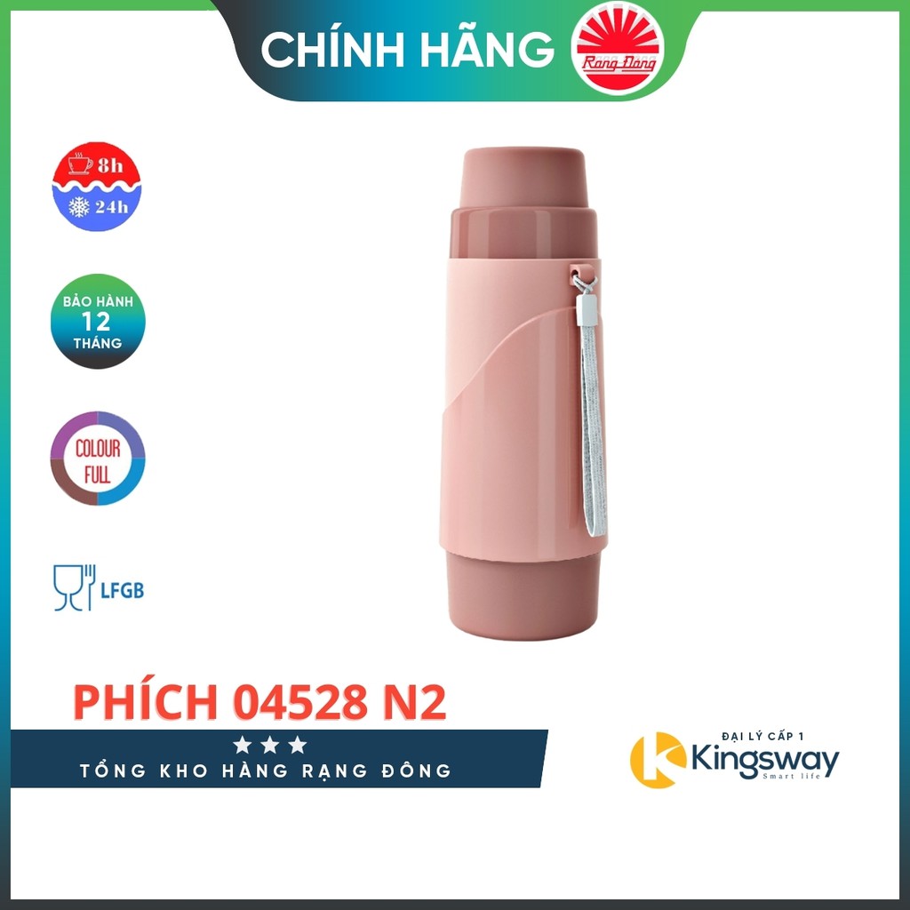 Bình Giữ Nhiệt Rạng Đông Dung Tích 450 ml, Bình Nước Cầm Tay Thân Nhựa Vai Nhựa Model RD04528N2