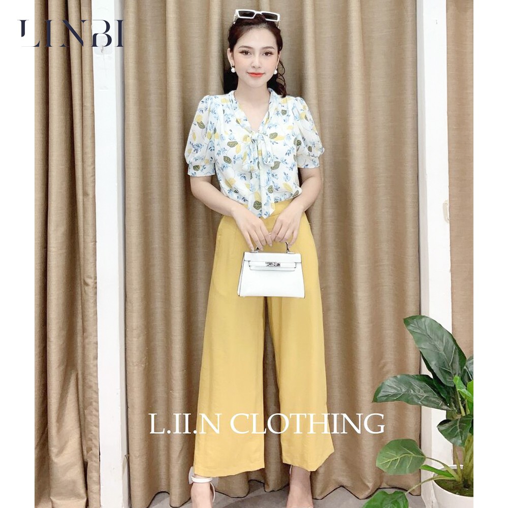 Quần nữ công sở LIIN CLOTHING kiểu dáng ống rộng, màu vàng, thanh lịch Q3195