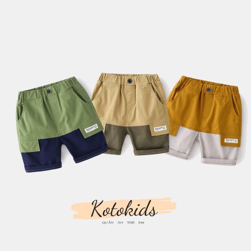 Quần kaki WELLKIDS bé trai, quần short phối mầu cho bé (KZ3159)