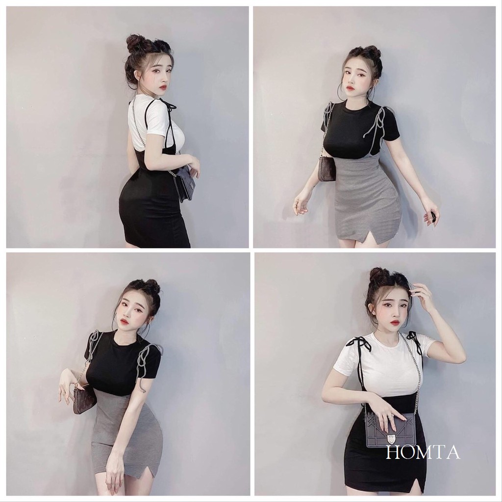 Set yếm phối áo tay ngắn