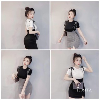 Set yếm phối áo tay ngắn