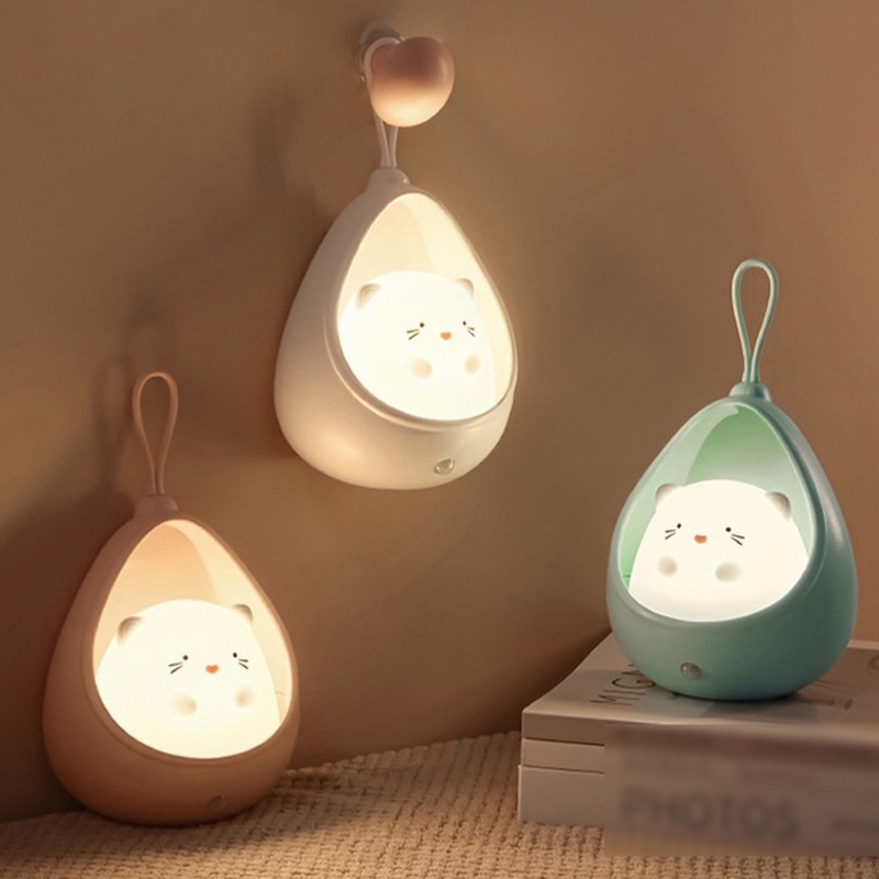 Đèn Ngủ LED Cảm Ứng Chuyển Động Hình Thỏ Mèo Hoạt Hình Dễ Thương Có Thể Sạc Bằng Cổng USB Cho Phòng Trẻ Em