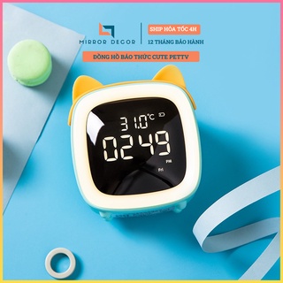 Đồng hồ báo thức cảm biến âm thanh dễ thương có đèn led (Kute PetTV), đồng hồ đếm ngược kiêm đèn ngủ tự động tắt.