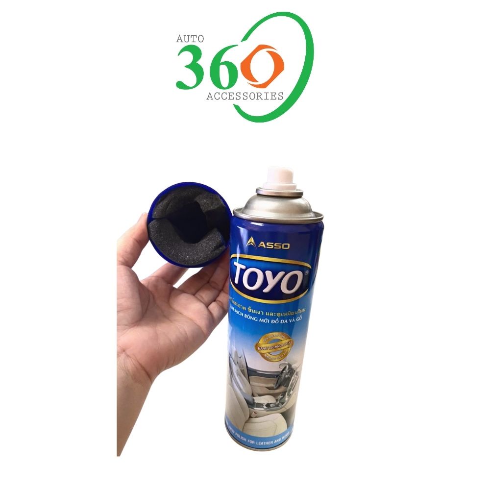 Chai xịt bóng xe ô tô xe máy Toyo, chai xịt đánh bóng đồ da và đồ gỗ 500ml, công nghệ nano chống bụi