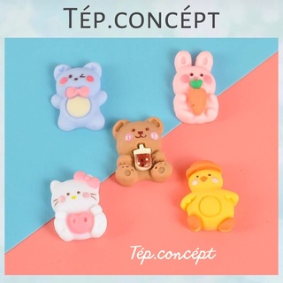 Charm trang trí/sticker/jibbitz/charm hình thú, gấu, kitty, vịt, thỏ trang trí dép sục