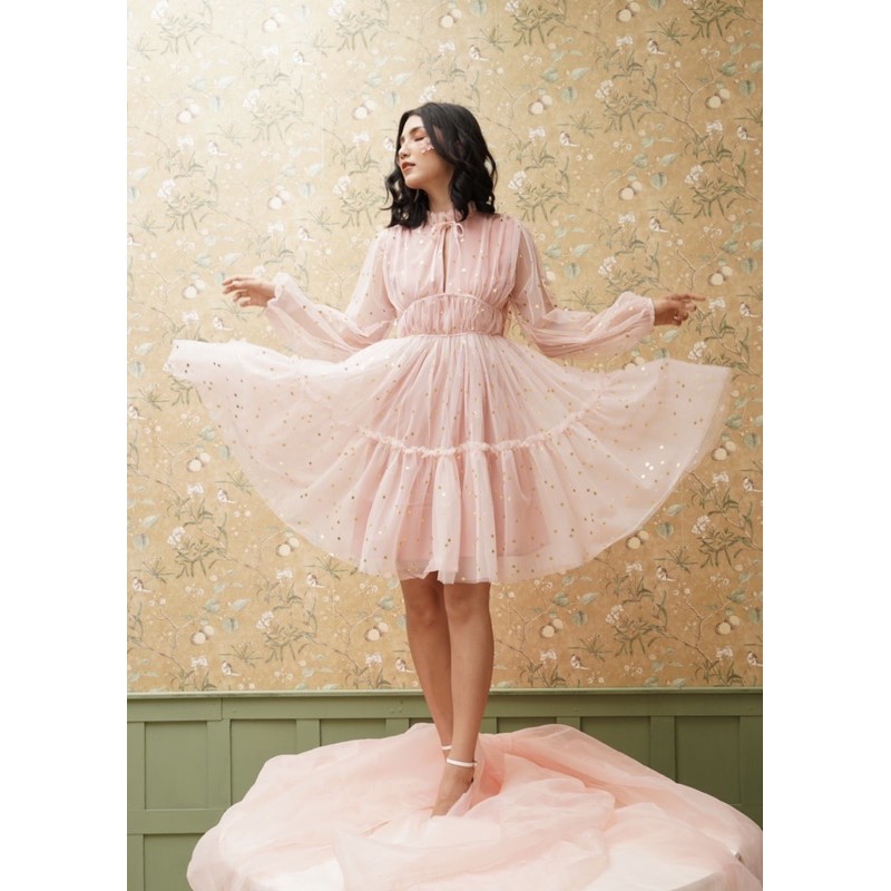 Đầm Dự Tiệc Dạ Hội Đi Chơi Glady Dress Bigsize  Thiết Kế Tulle Chấm Sao 2 Tầng Khoét Ngực Caocaobycaochen Có Bigsize