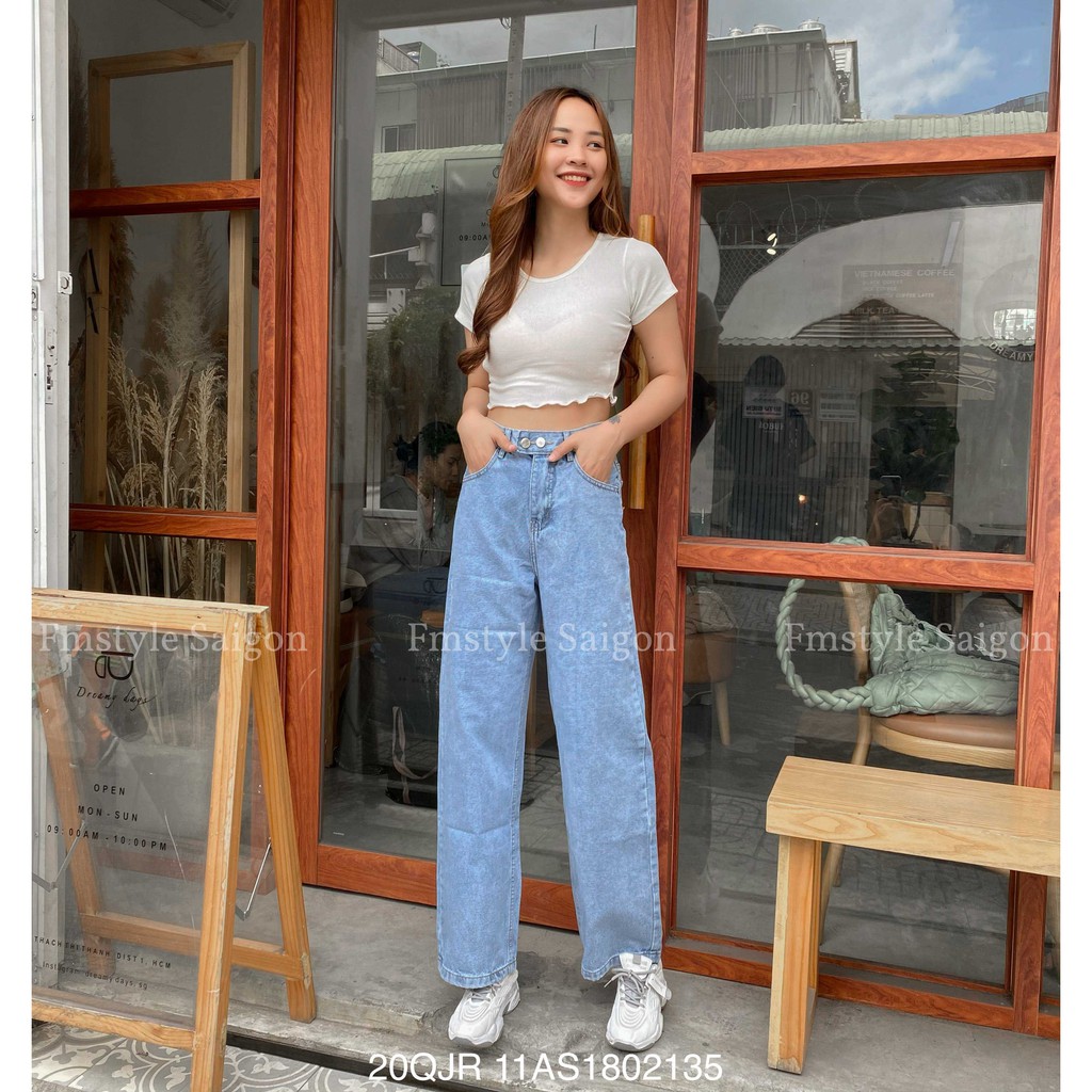 Quần jean nữ ống rộng hai túi ngang (không co giãn), quần bò D100 thời trang Hàn Quốc ulzzang VM STYLE 22QJR03AS1802 | BigBuy360 - bigbuy360.vn