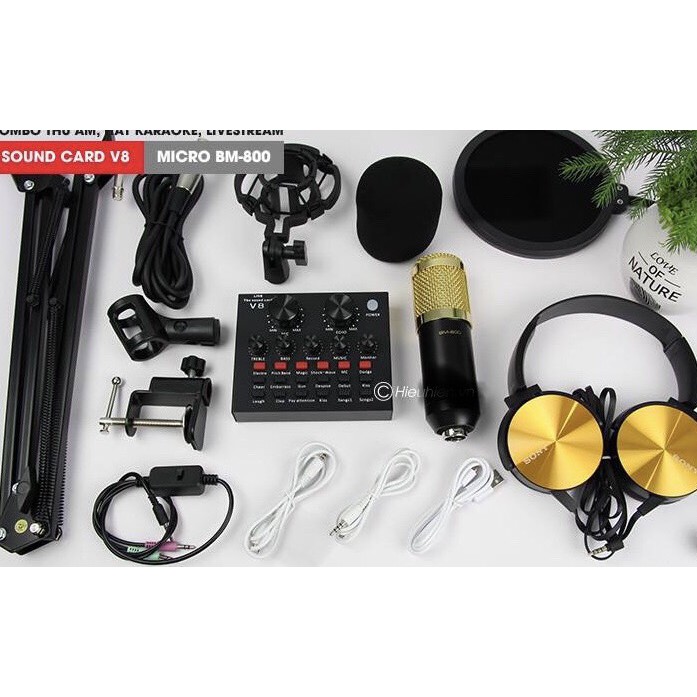 Full bộ Bm900 sound card V8 kèm tai ốp