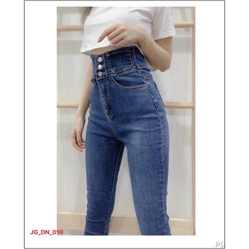 QUẦN JEANS ÔM NỮ LƯNG CAO 3 NÚT ÔM FORM DÁNG