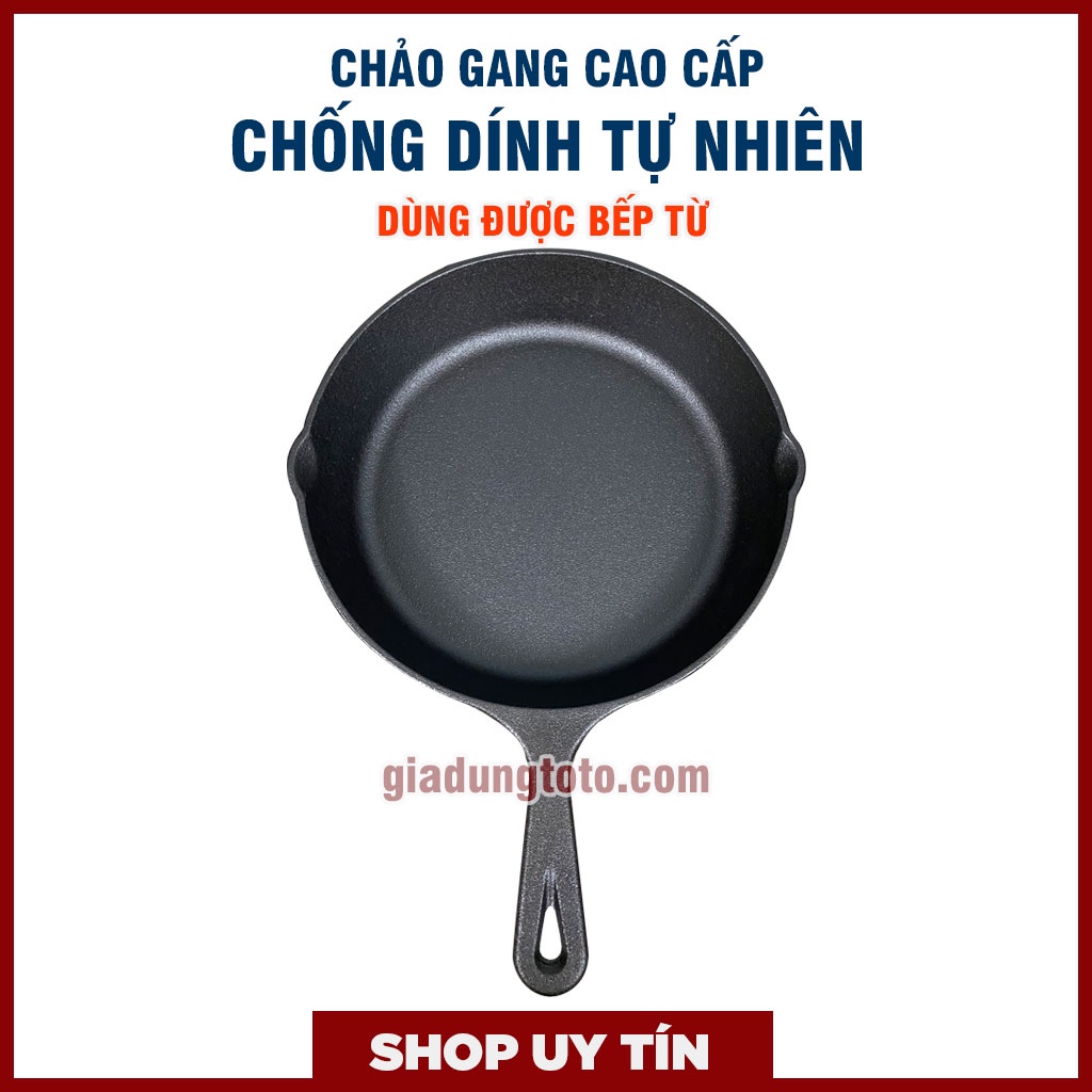 Chảo Gang Thô Đúc Thủ Công Kiểu Nhật Nguyên Khối Size 20/25 Chống Dính Tự Nhiên, Dùng Được Bếp Từ