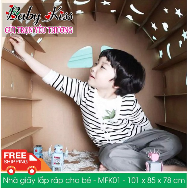 Nhà giấy Thông Minh bằng carton cho bé tự lắp ráp - An toàn + Chắc chắn + Chịu Lực tốt - Baby Kiss Shop