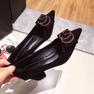 Guốc nữ công sở CG mũi nhọn đế vuông