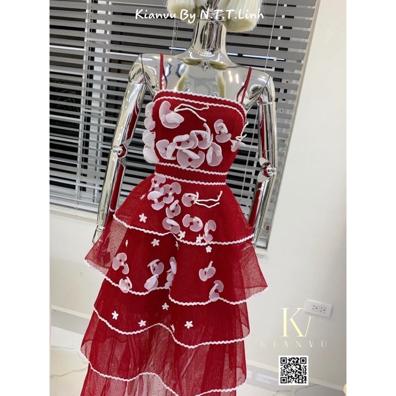 VÁY HAI DÂY TẦNG ĐÍNH HOA CAO CẤP ASHLEY