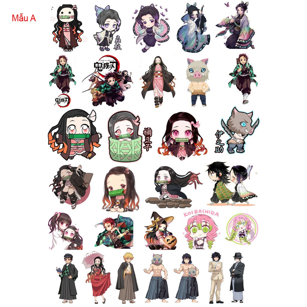 Sticker / Hình dán anime Kimetsu no yaiba (các nhân vật Trụ cột và tân Binh)