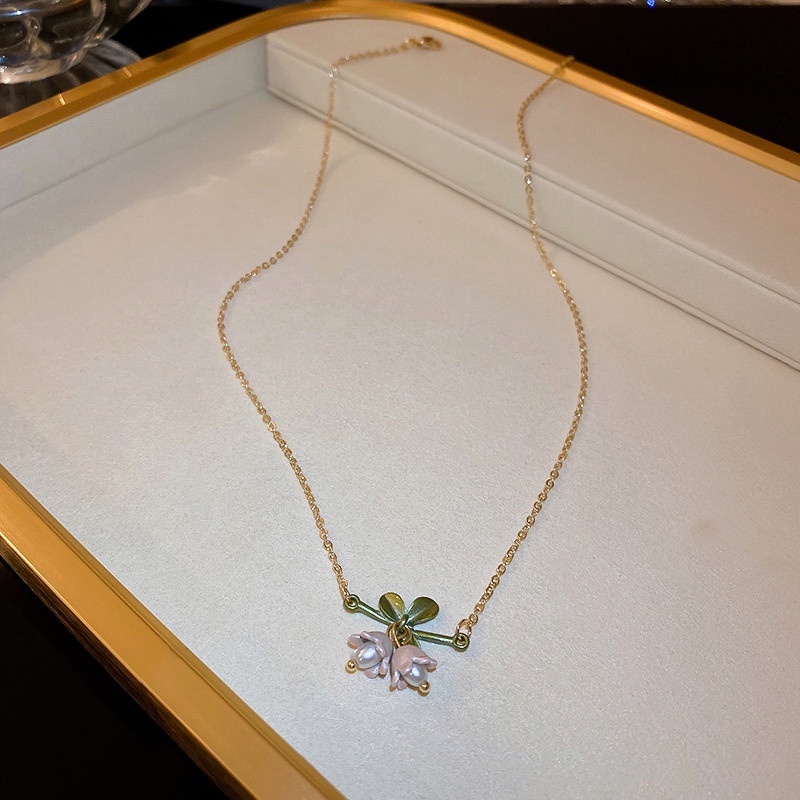 Vòng Cổ Chuỗi Hạt Ngọc Trai Hình Hoa Lan Phong Cách Cổ Điển Thời Trang Mùa Hè Cho Nữ