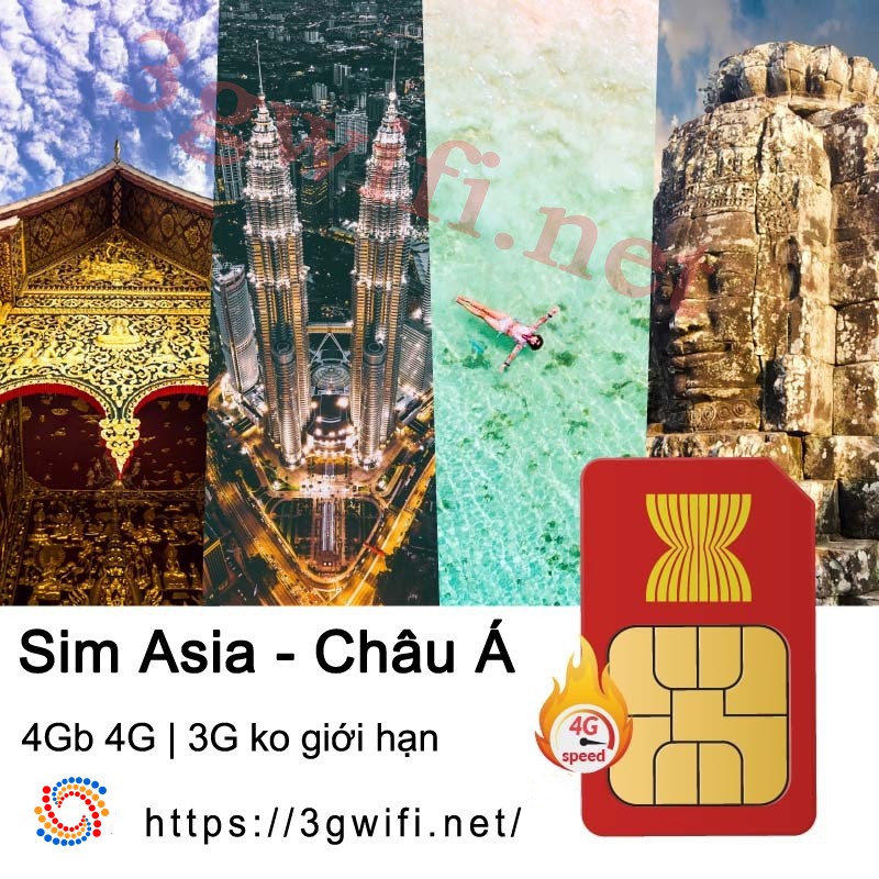 [Mã 159ELSALE hoàn 7% đơn 300K] Sim Châu Á 3G/4G, Sim Du Lịch Châu Á Tốc Độ Cao Sahaha