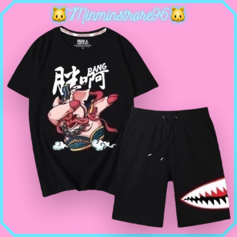 Đồ bộ nam 🚚 FREESHIP 🚚 Nguyên set đồ thể thao nam in hình chú heo đáng yêu mẫu mới nhất 2021