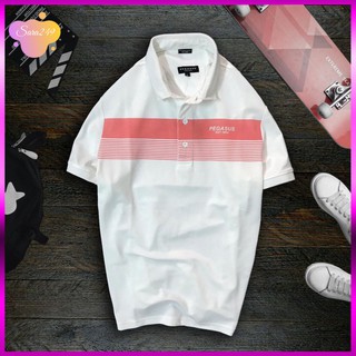 Áo thun nam có cổ 💖 Áo thun nam  phong cách Hàn Quốc phối sọc ngang Pega cực đẹp _ Thời Trang SARA249
