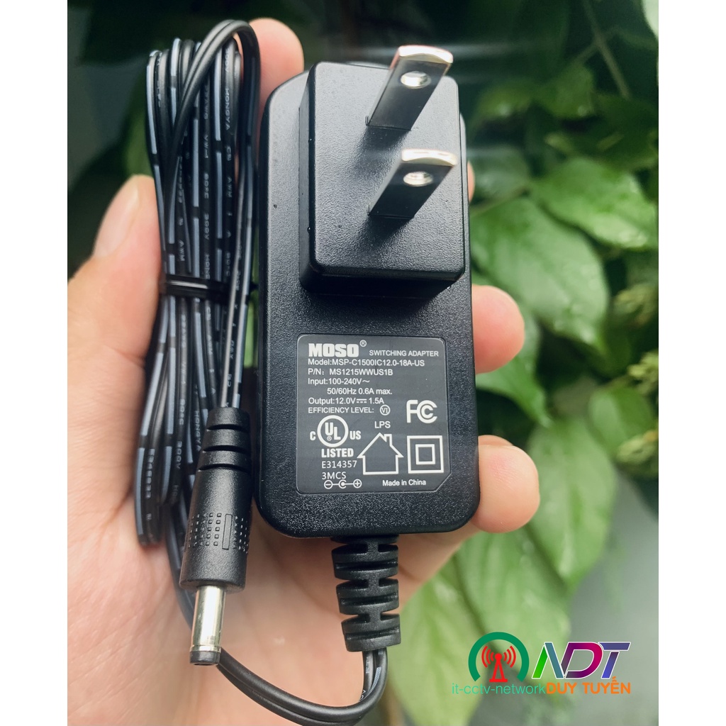 🇻🇳 Nguồn Aruba 12v1.5A MOSO - Dùng Cho Wifi Aruba  - Chân Kim 1.7MM Không Cần Đầu Chuyển