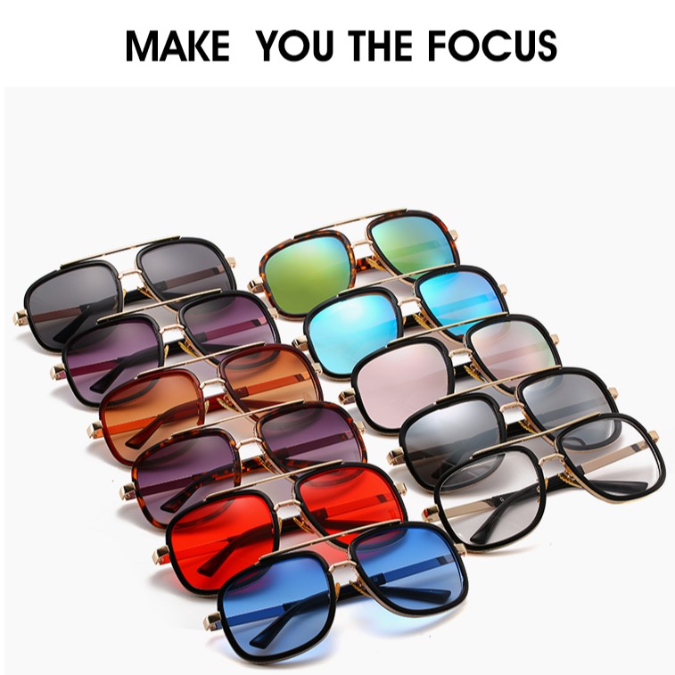 Kính mát gọng vuông kích thước lớn chống tia uv400 phong cách Hàn Quốc