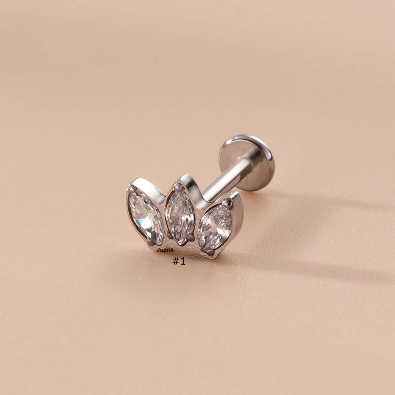 1 Khuyên Môi 16Gauge Bằng Thép Không Gỉ 16Gauge Đính Đá Zircon Trong Suốt