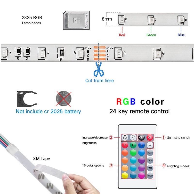Dây Đèn LED 2M 3M 5M 10M 15M 5050 USB RGB SMD DC5V Trang Trí Phông Nền TV
