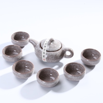 Set bộ ấm chén pha trà chuyên nghiệp gốm rạn, Bộ quà tặng
