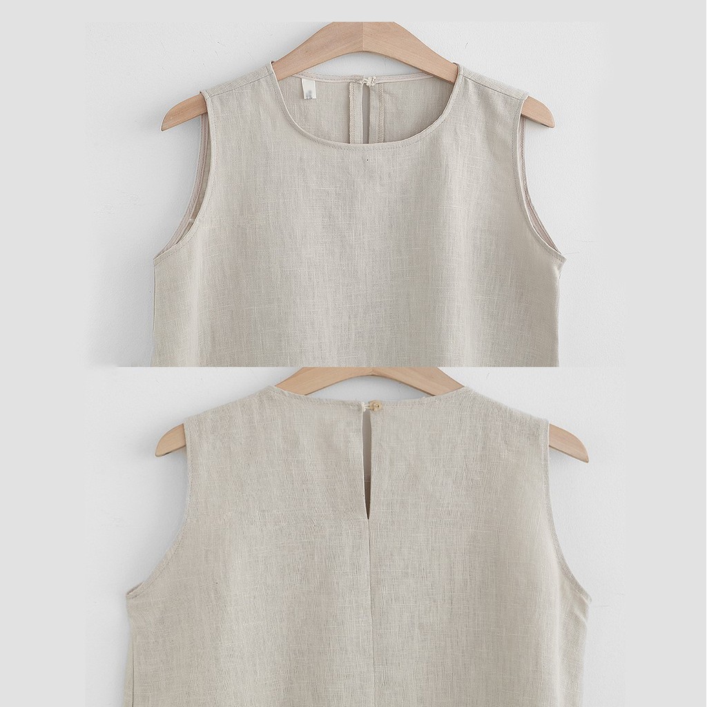 Set áo khoét nách quần sooc cạp chun Jooen vải đũi xước co dãn phong cách Hàn Quốc cao cấp 3 màu đủ size 40-60 Kg | BigBuy360 - bigbuy360.vn