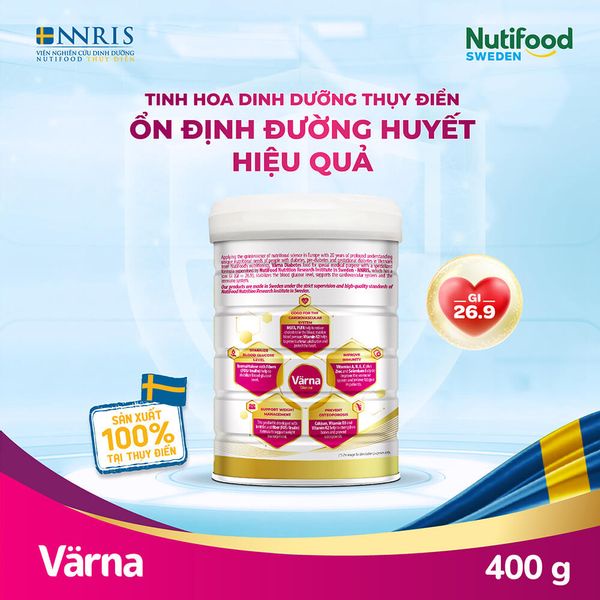 (Mẫu mới) Sữa bột Nutifood Varna Diabetes Lon 400g dành cho người tiểu đường, đái tháo đường